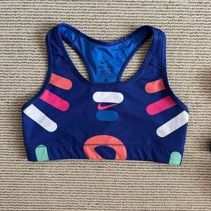 Nike Dri-FIT Blue Sports Bra with Colorful Design